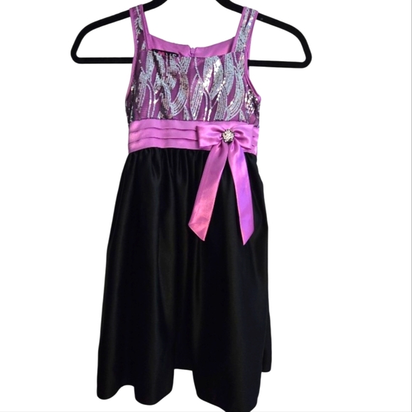 Love Special Occasions Dress Formal Sleeveless Sparkle Black & Purple Size 7 - Picture 1 of 8